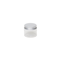 PET Boîte ronde avec couvercle à vis et cache en EPE (50 ml.).