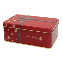 Boîte rectangulaire - boîte à biscuits pourvue d’un couvercle à étrier, rouge